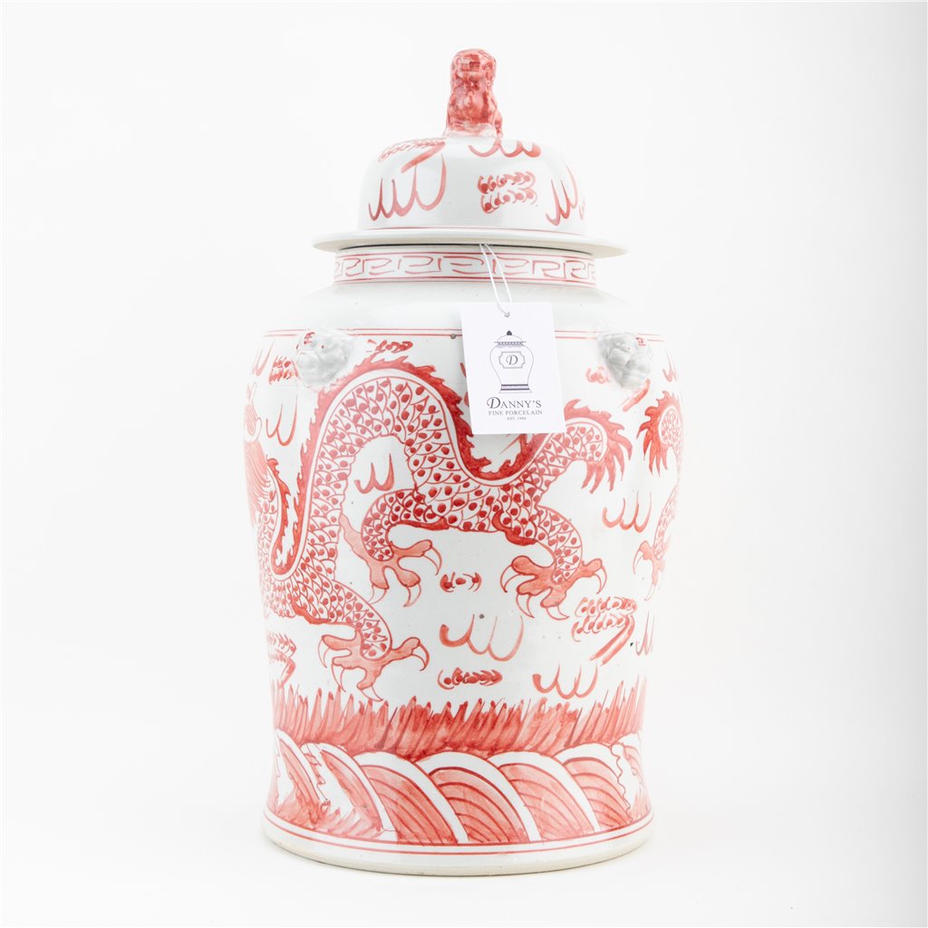 Danny's Fine Porcelain Home Decor Danny's Fine Porcelain Temple Jar Light Red Dragon 51125