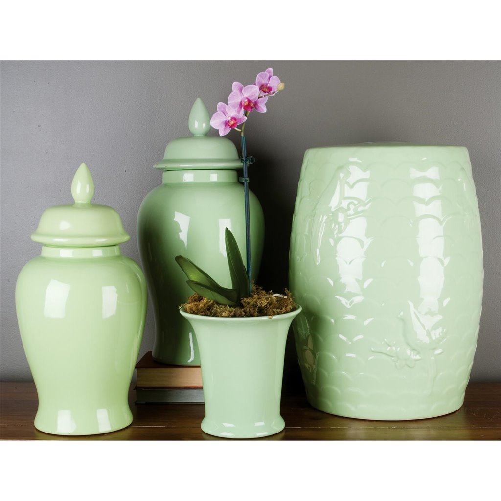 Danny's Fine Porcelain Home Decor Danny's Fine Porcelain Temple Jar-Lime Green