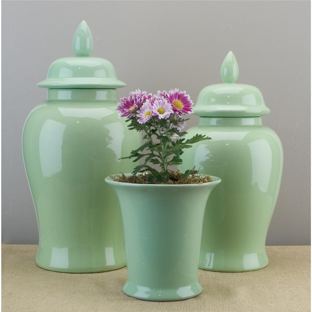 Danny's Fine Porcelain Home Decor Danny's Fine Porcelain Temple Jar-Lime Green