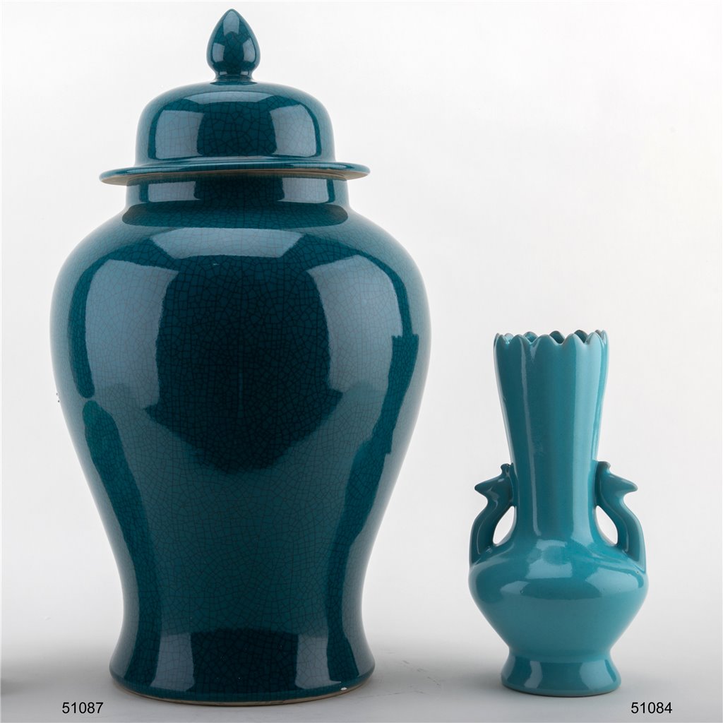 Danny's Fine Porcelain Home Decor Danny's Fine Porcelain Temple Jar - Peacock Green