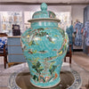 Danny's Fine Porcelain Home Decor Danny's Fine Porcelain Temple Jar Teal Green Scenery