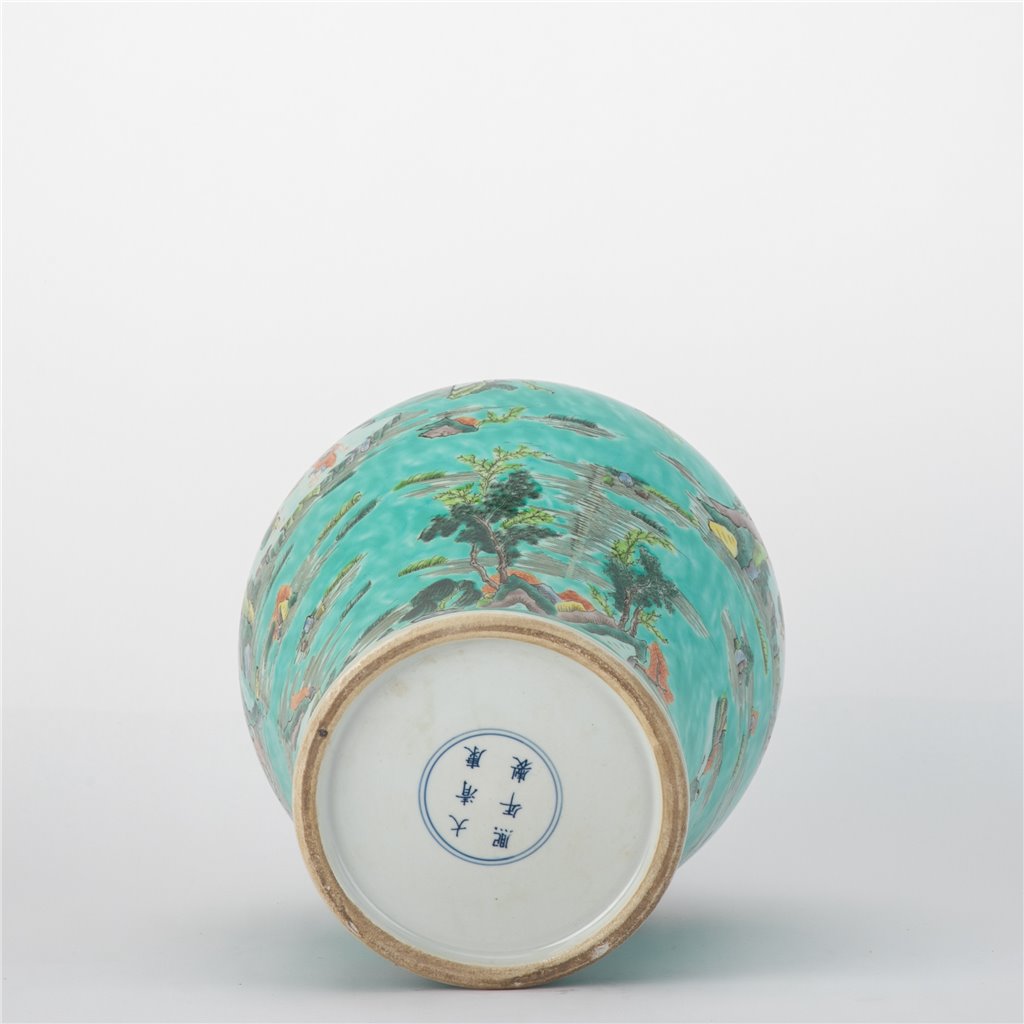Danny's Fine Porcelain Home Decor Danny's Fine Porcelain Temple Jar Teal Green Scenery