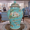 Danny's Fine Porcelain Home Decor Danny's Fine Porcelain Temple Jar Teal Green Scenery