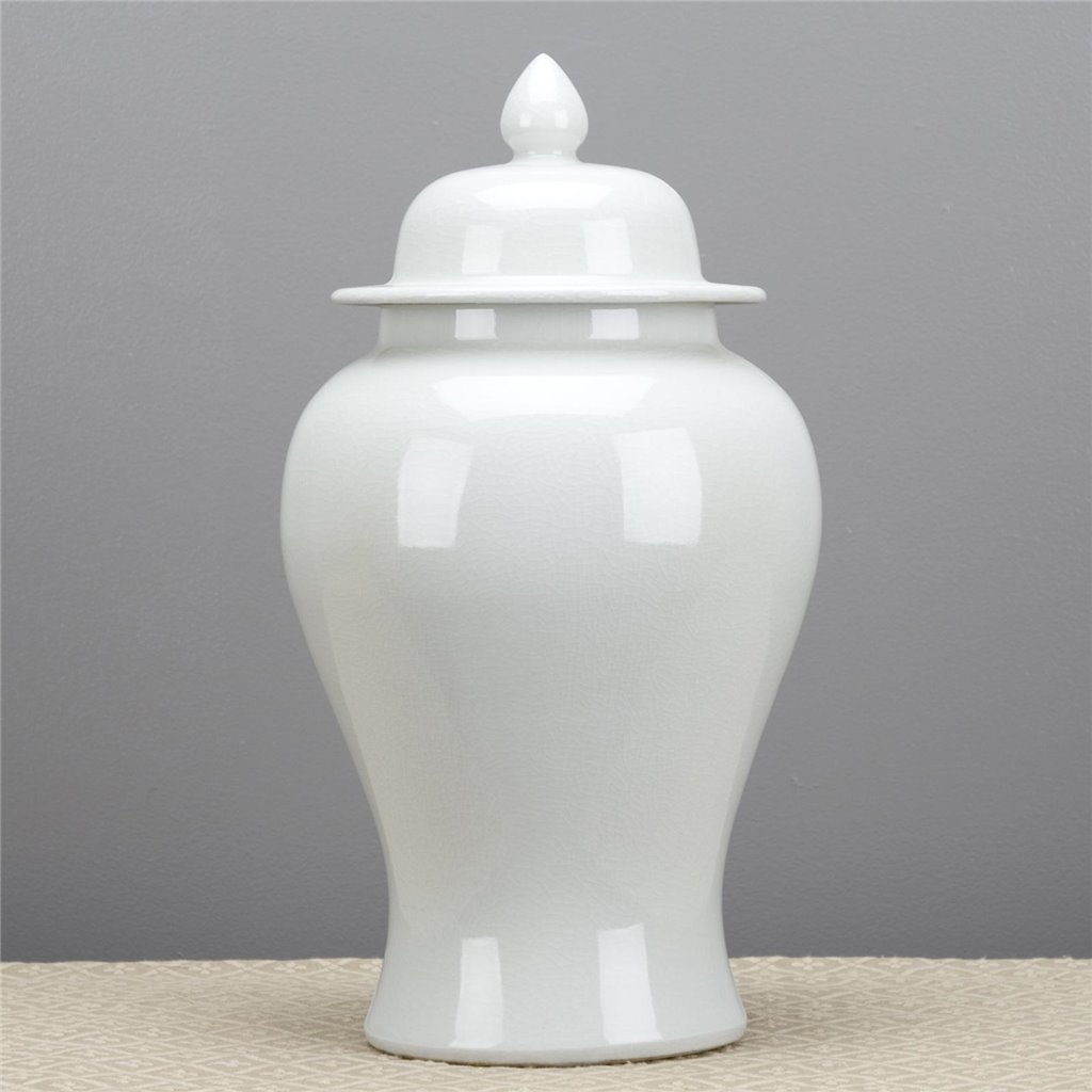 Danny's Fine Porcelain Home Decor Danny's Fine Porcelain Temple Jar -White Crackle
