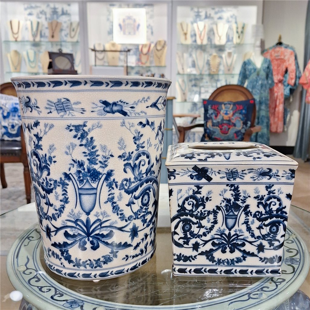 Danny's Fine Porcelain Home Decor Danny's Fine Porcelain Tissue Box-Annette/Azure Casey