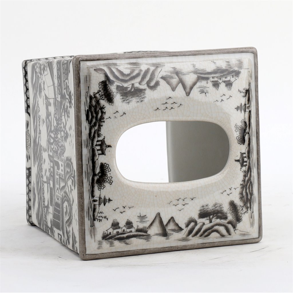 Danny's Fine Porcelain Home Decor Danny's Fine Porcelain Tissue Box - Black and White Willow
