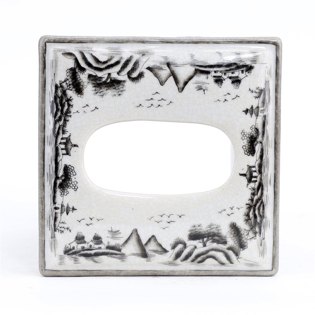 Danny's Fine Porcelain Home Decor Danny's Fine Porcelain Tissue Box - Black and White Willow