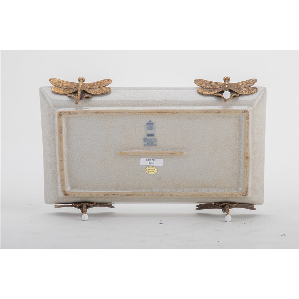 Danny's Fine Porcelain Home Decor Danny's Fine Porcelain Tray with Bronze Dragonfly-Blue Willow