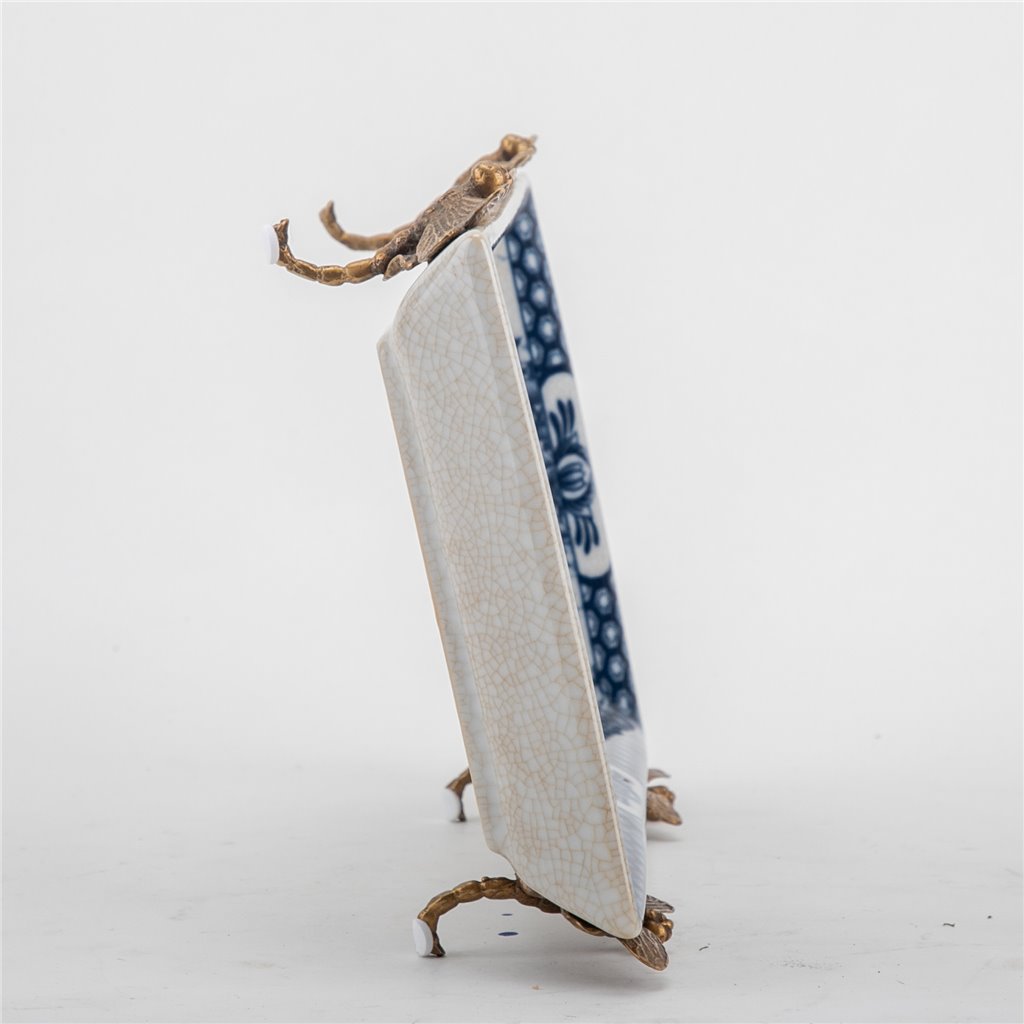 Danny's Fine Porcelain Home Decor Danny's Fine Porcelain Tray with Bronze Dragonfly-Blue Willow
