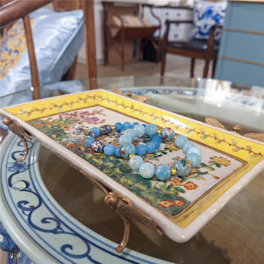 Danny's Fine Porcelain Home Decor Danny's Fine Porcelain Tray with Bronze Dragonfly-Wild Breeze