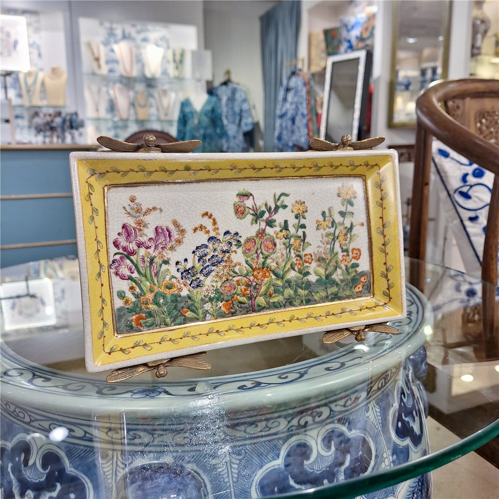 Danny's Fine Porcelain Home Decor Danny's Fine Porcelain Tray with Bronze Dragonfly-Wild Breeze