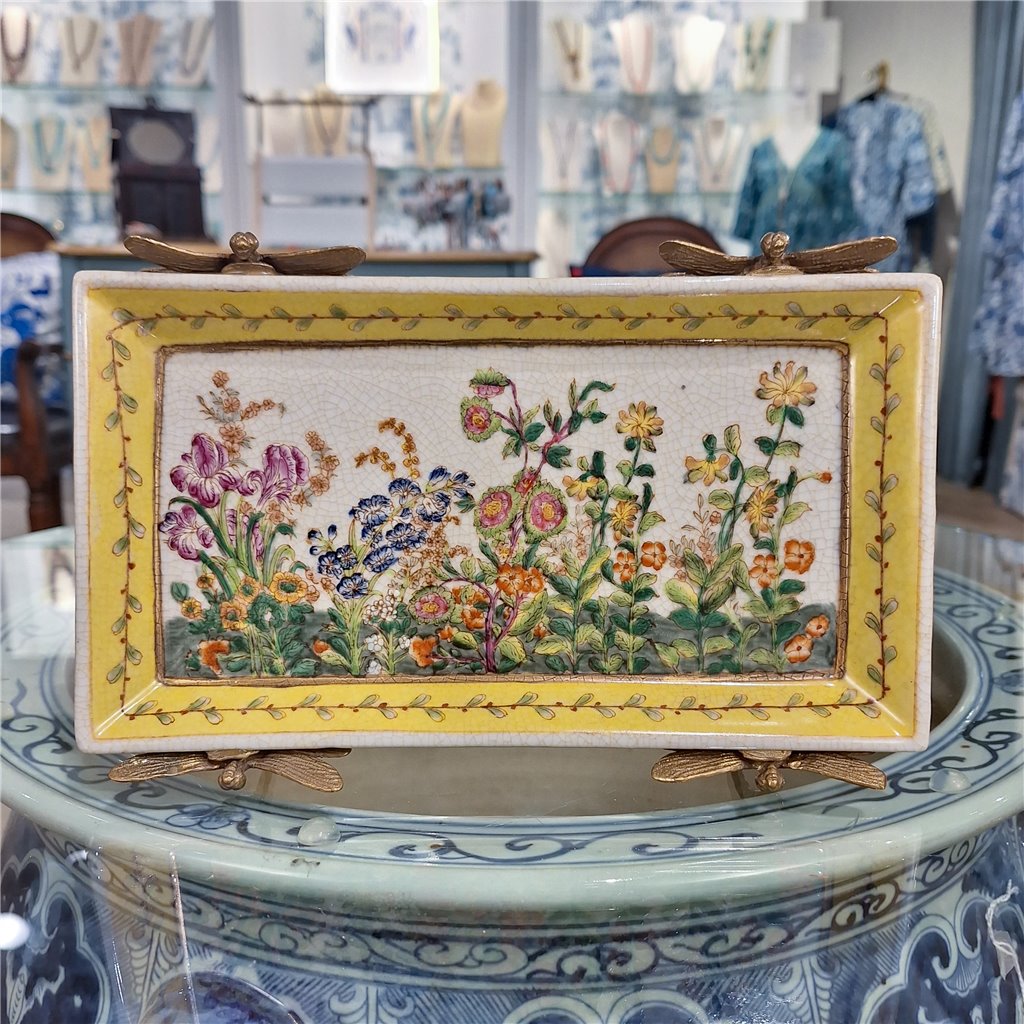 Danny's Fine Porcelain Home Decor Danny's Fine Porcelain Tray with Bronze Dragonfly-Wild Breeze