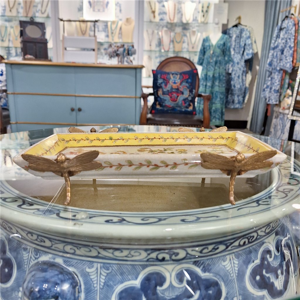 Danny's Fine Porcelain Home Decor Danny's Fine Porcelain Tray with Bronze Dragonfly-Wild Breeze