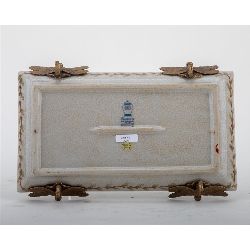 Danny's Fine Porcelain Home Decor Danny's Fine Porcelain Tray with Bronze Dragonfly-Wild Breeze