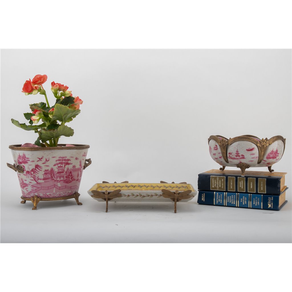 Danny's Fine Porcelain Home Decor Danny's Fine Porcelain Tray with Bronze Dragonfly-Wild Breeze