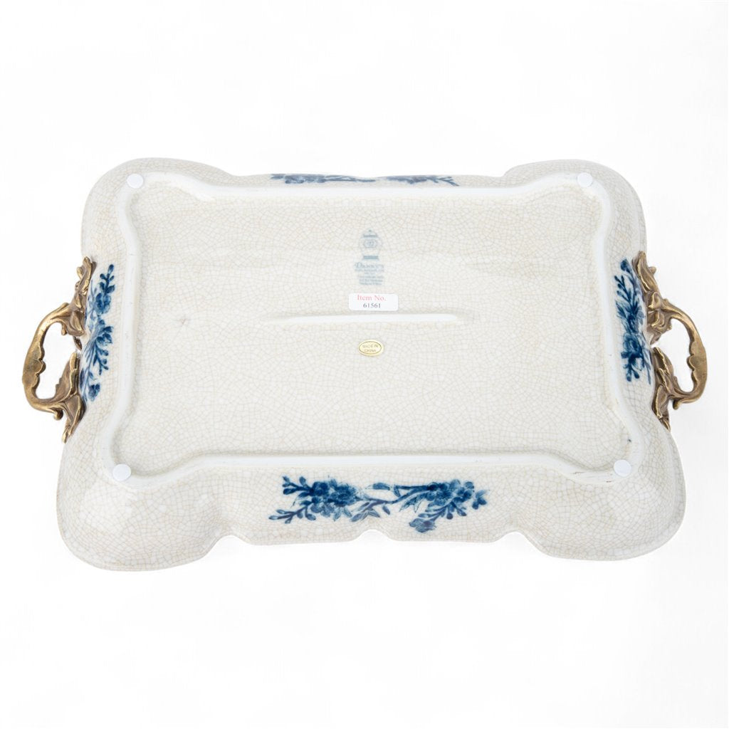 Danny's Fine Porcelain Home Decor Danny's Fine Porcelain Tray with Bronze Handle - Songbird Garden