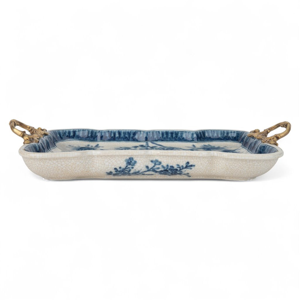 Danny's Fine Porcelain Home Decor Danny's Fine Porcelain Tray with Bronze Handle - Songbird Garden
