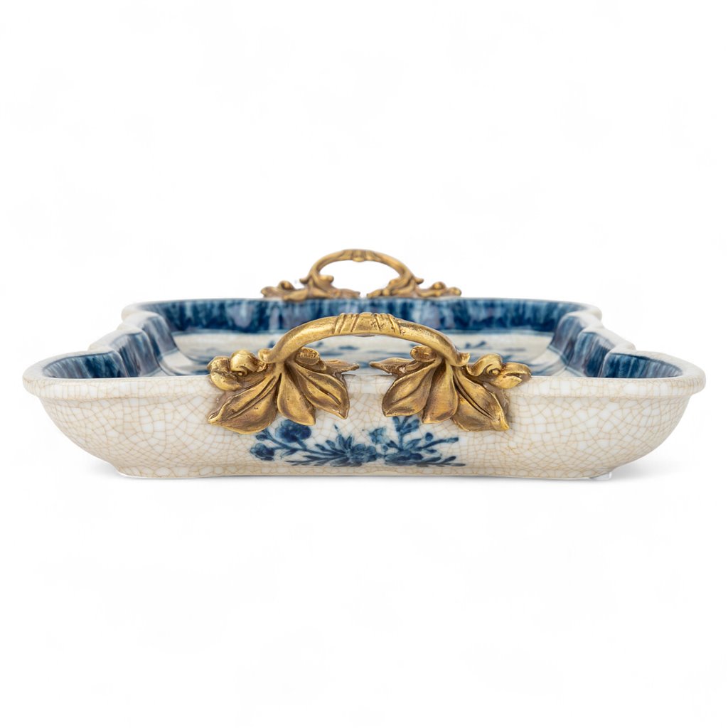 Danny's Fine Porcelain Home Decor Danny's Fine Porcelain Tray with Bronze Handle - Songbird Garden