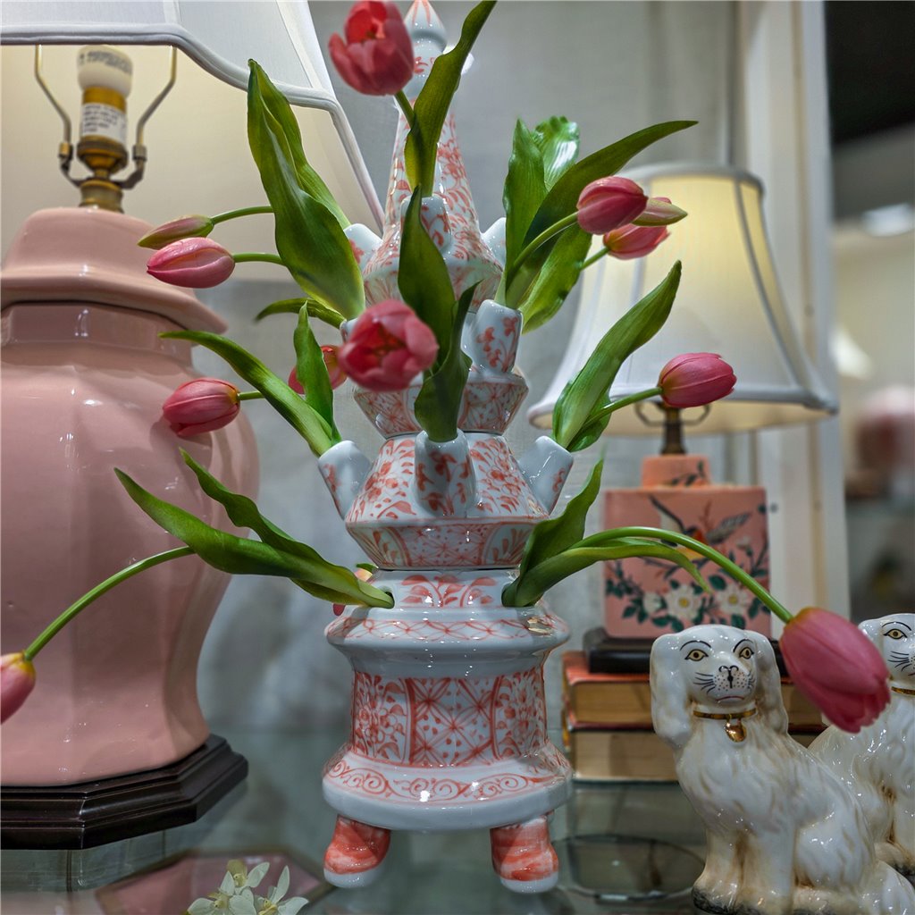 Danny's Fine Porcelain Home Decor Danny's Fine Porcelain Tulipere Vase-4 Tier-Pink Flower