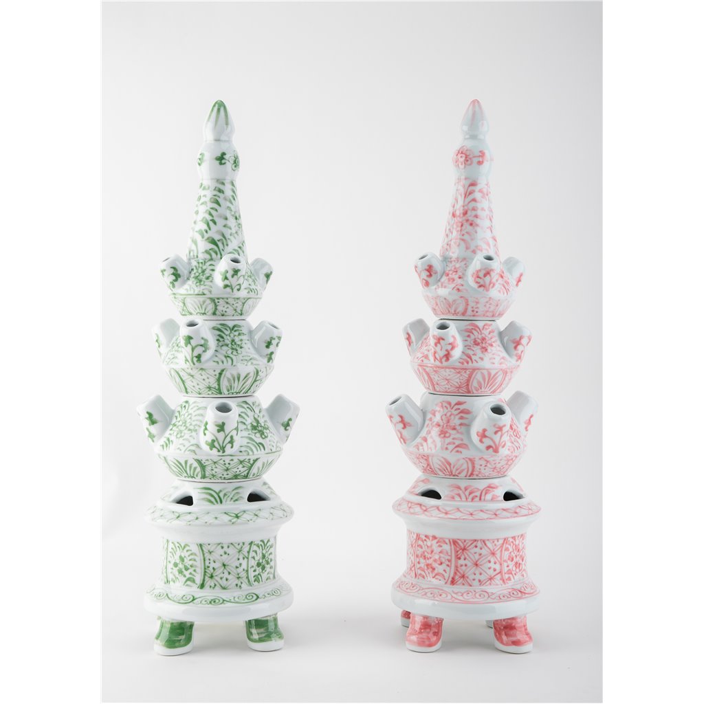 Danny's Fine Porcelain Home Decor Danny's Fine Porcelain Tulipere Vase-4 Tier-Pink Flower