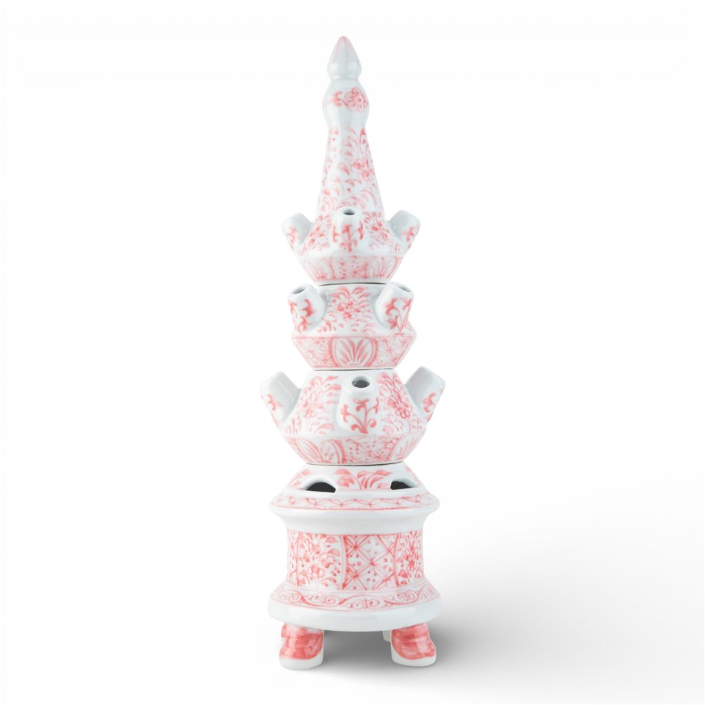 Danny's Fine Porcelain Home Decor Danny's Fine Porcelain Tulipere Vase-4 Tier-Pink Flower
