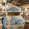 Danny's Fine Porcelain Home Decor Danny's Fine Porcelain Turquoise and White Willow Pattern Bronze Ormolu Temple Jar