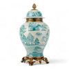 Danny's Fine Porcelain Home Decor Danny's Fine Porcelain Turquoise and White Willow Pattern Bronze Ormolu Temple Jar