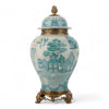 Danny's Fine Porcelain Home Decor Danny's Fine Porcelain Turquoise and White Willow Pattern Bronze Ormolu Temple Jar