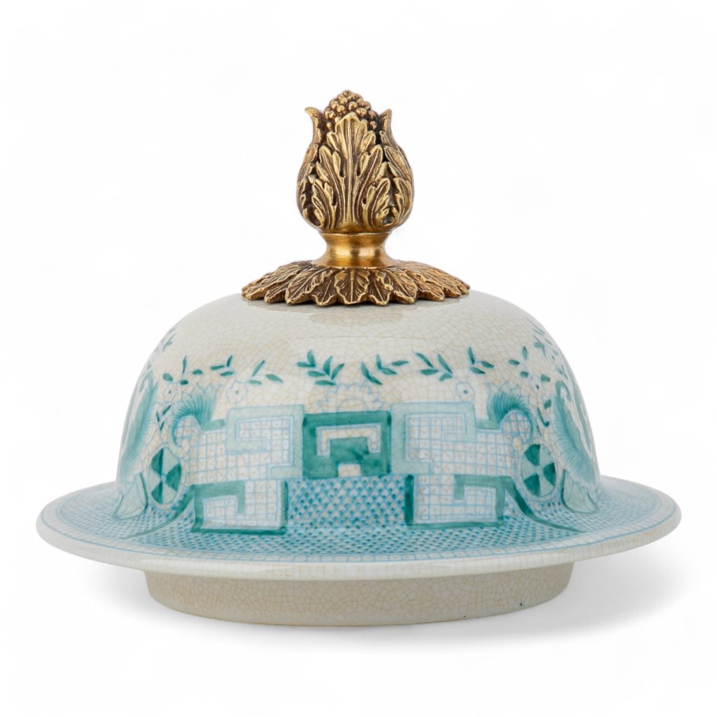 Danny's Fine Porcelain Home Decor Danny's Fine Porcelain Turquoise and White Willow Pattern Bronze Ormolu Temple Jar