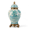 Danny's Fine Porcelain Home Decor Danny's Fine Porcelain Turquoise and White Willow Pattern Bronze Ormolu Temple Jar