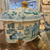 Danny's Fine Porcelain Home Decor Danny's Fine Porcelain Turquoise and White Willow Pattern Oval Shape Lidded Box