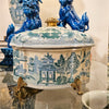Danny's Fine Porcelain Home Decor Danny's Fine Porcelain Turquoise and White Willow Pattern Oval Shape Lidded Box