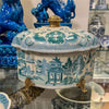 Danny's Fine Porcelain Home Decor Danny's Fine Porcelain Turquoise and White Willow Pattern Oval Shape Lidded Box