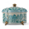 Danny's Fine Porcelain Home Decor Danny's Fine Porcelain Turquoise and White Willow Pattern Oval Shape Lidded Box