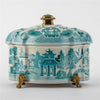 Danny's Fine Porcelain Home Decor Danny's Fine Porcelain Turquoise and White Willow Pattern Oval Shape Lidded Box