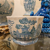 Danny's Fine Porcelain Home Decor Danny's Fine Porcelain Turquoise and White Willow Pattern Round Scallop Planter