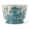 Danny's Fine Porcelain Home Decor Danny's Fine Porcelain Turquoise and White Willow Pattern Round Scallop Planter