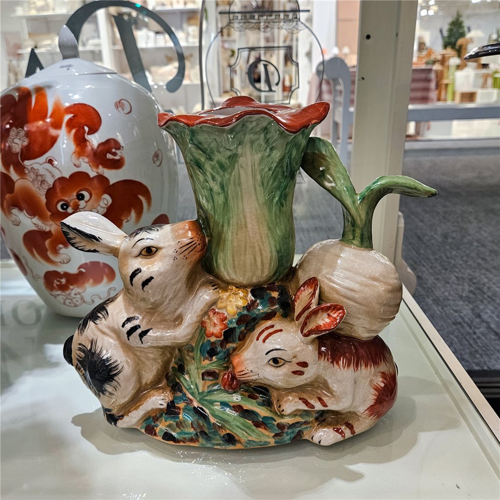 Danny's Fine Porcelain Home Decor Danny's Fine Porcelain Twin Bunny Carrot Vase