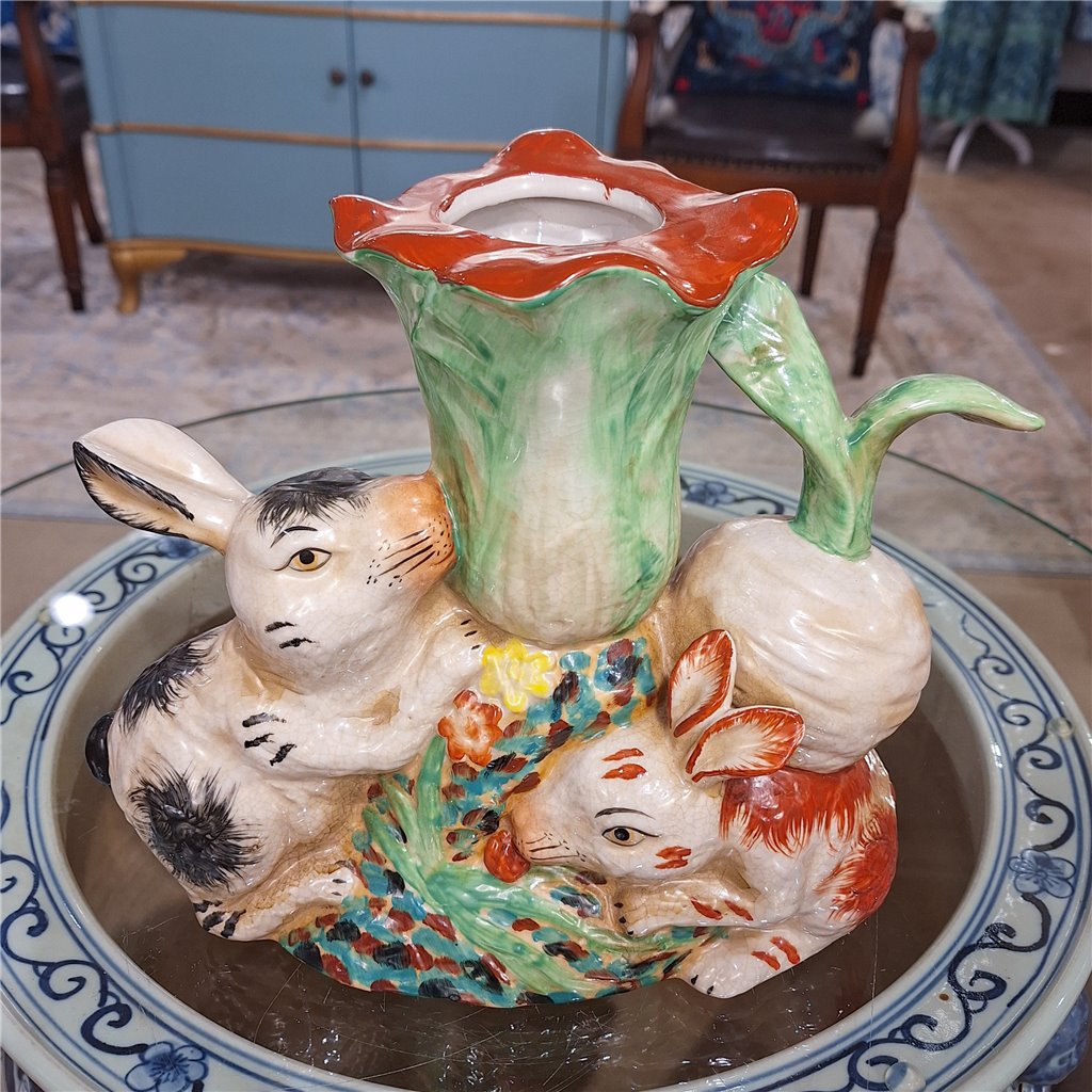 Danny's Fine Porcelain Home Decor Danny's Fine Porcelain Twin Bunny Carrot Vase