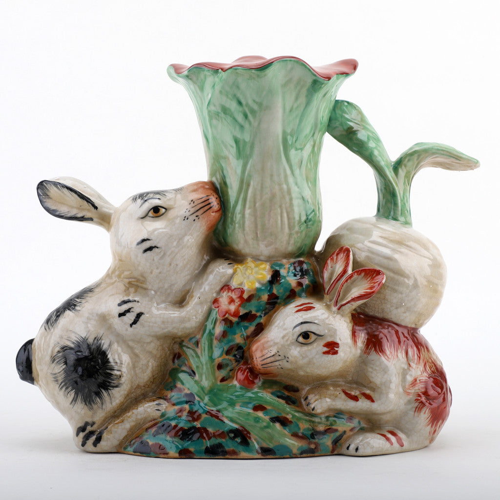 Danny's Fine Porcelain Home Decor Danny's Fine Porcelain Twin Bunny Carrot Vase