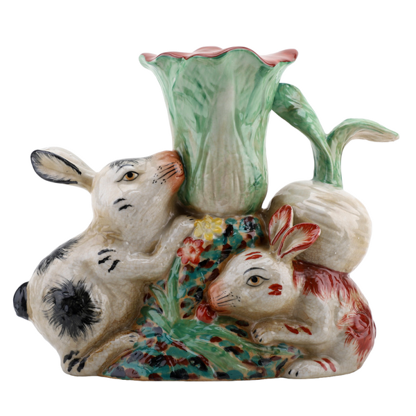 Danny's Fine Porcelain Home Decor Danny's Fine Porcelain Twin Bunny Carrot Vase