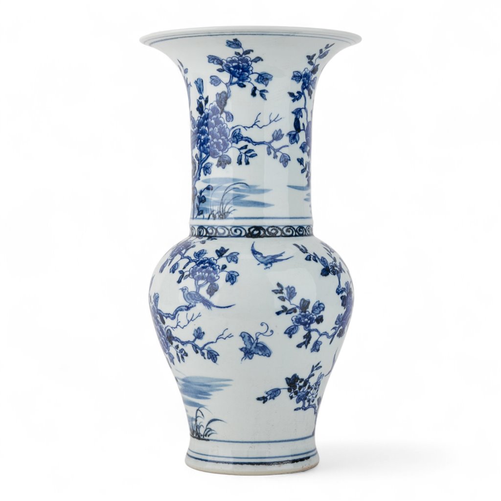Danny's Fine Porcelain Home Decor Danny's Fine Porcelain Vase in Classic Blue & White. Features Hand-Painted Floral Branches