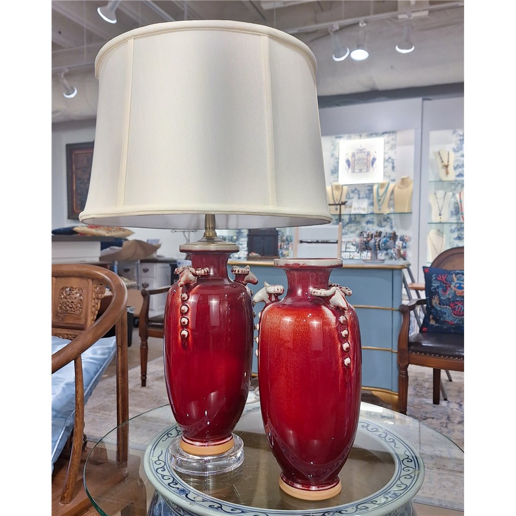 Danny's Fine Porcelain Home Decor Danny's Fine Porcelain Vase Ram Heads - Red Oxblood