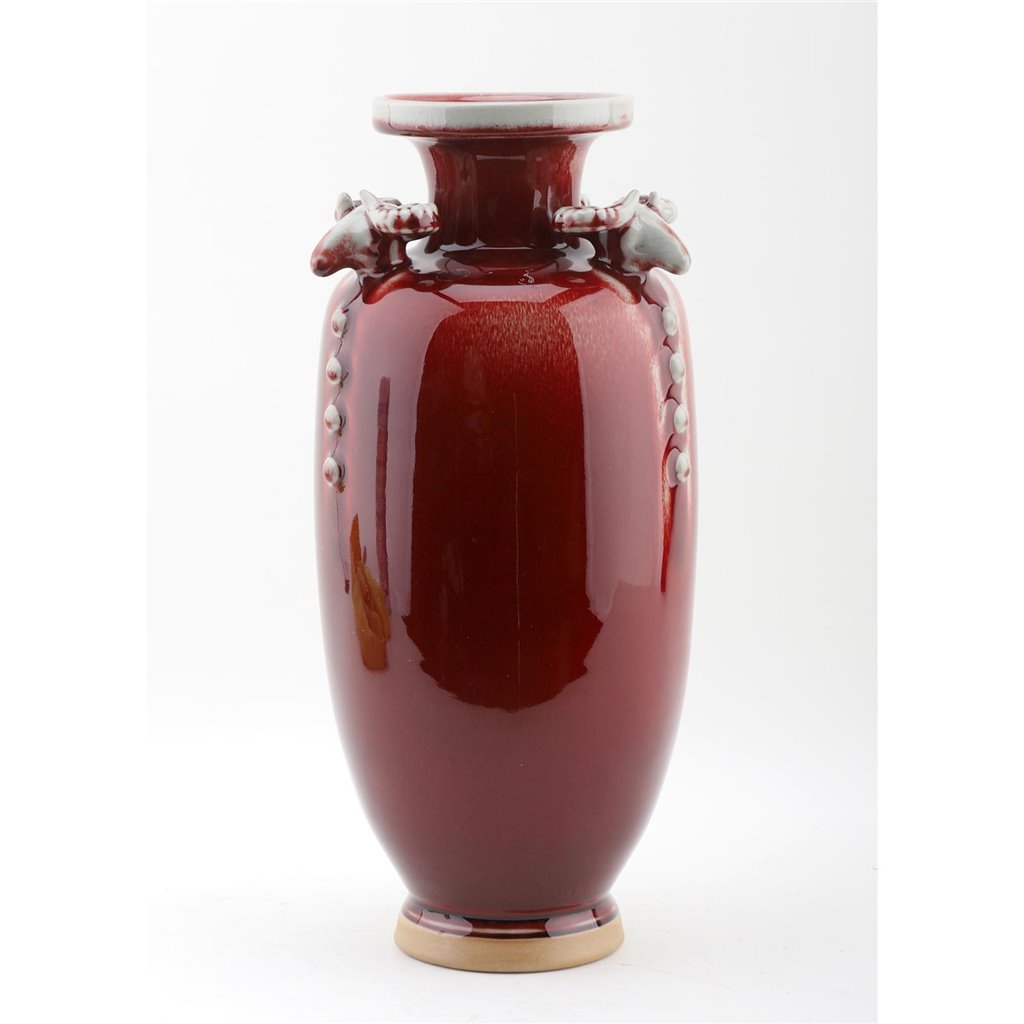 Danny's Fine Porcelain Home Decor Danny's Fine Porcelain Vase Ram Heads - Red Oxblood