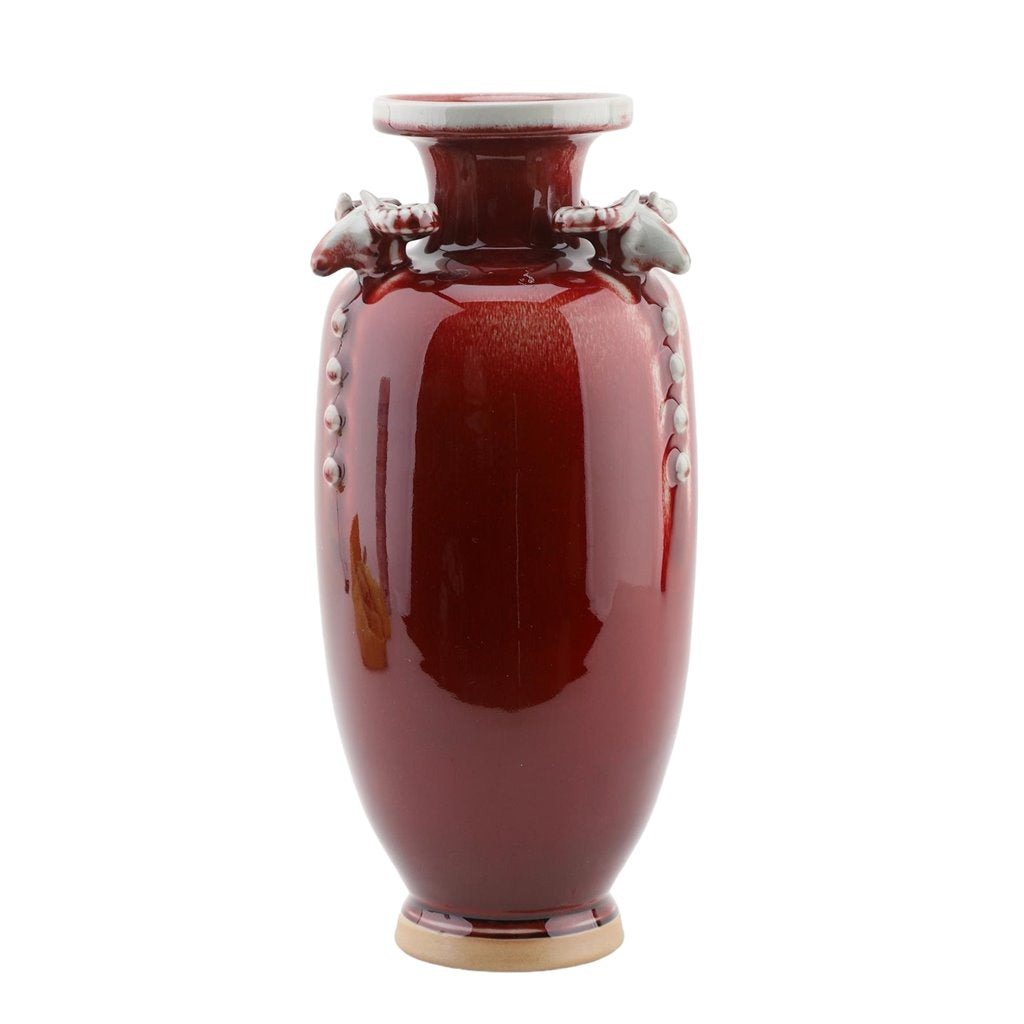 Danny's Fine Porcelain Home Decor Danny's Fine Porcelain Vase Ram Heads - Red Oxblood
