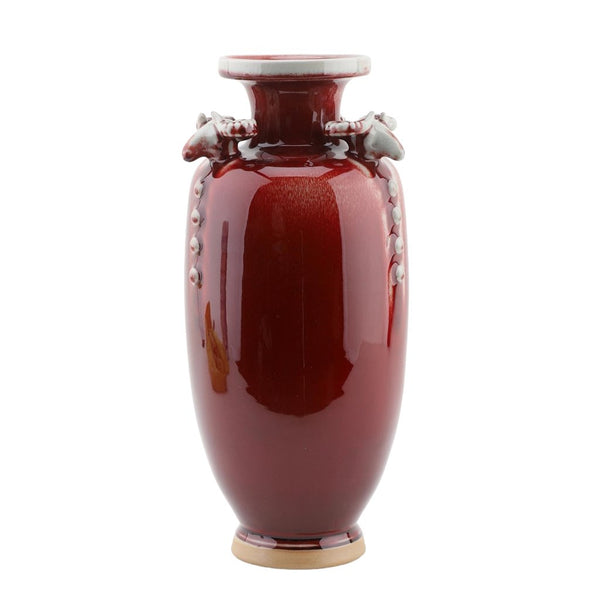 Danny's Fine Porcelain Home Decor Danny's Fine Porcelain Vase Ram Heads - Red Oxblood