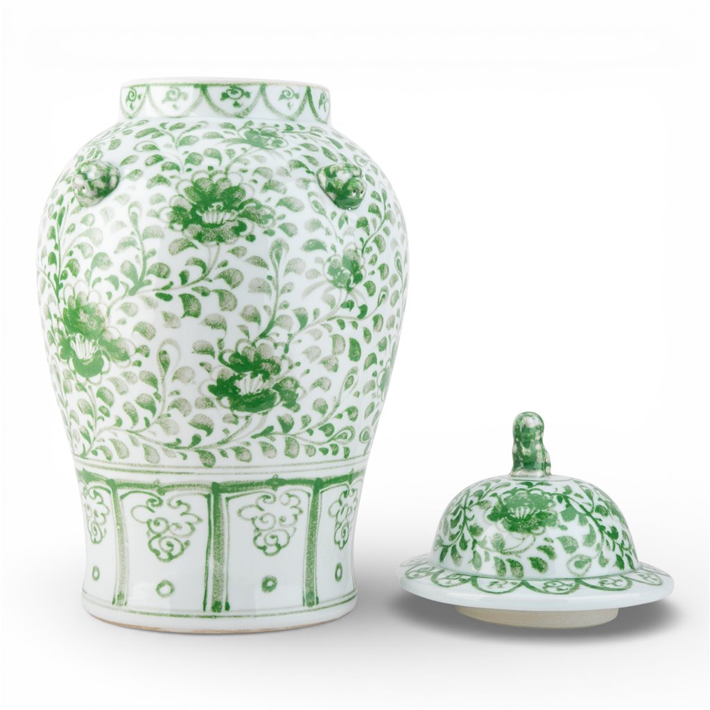 Danny's Fine Porcelain Home Decor Danny's Fine Porcelain Warrior Jar-Green Peony
