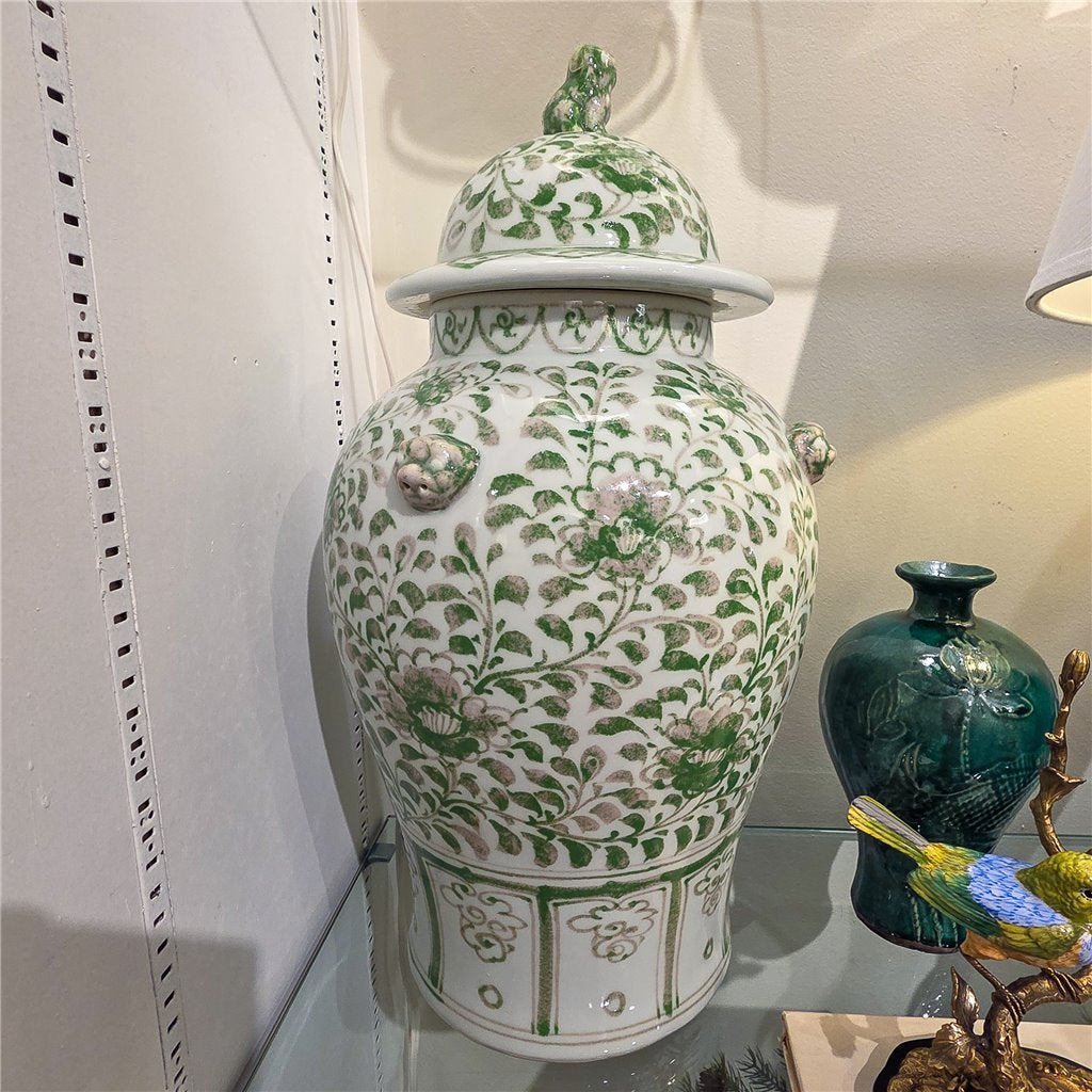 Danny's Fine Porcelain Home Decor Danny's Fine Porcelain Warrior Jar-Green Peony