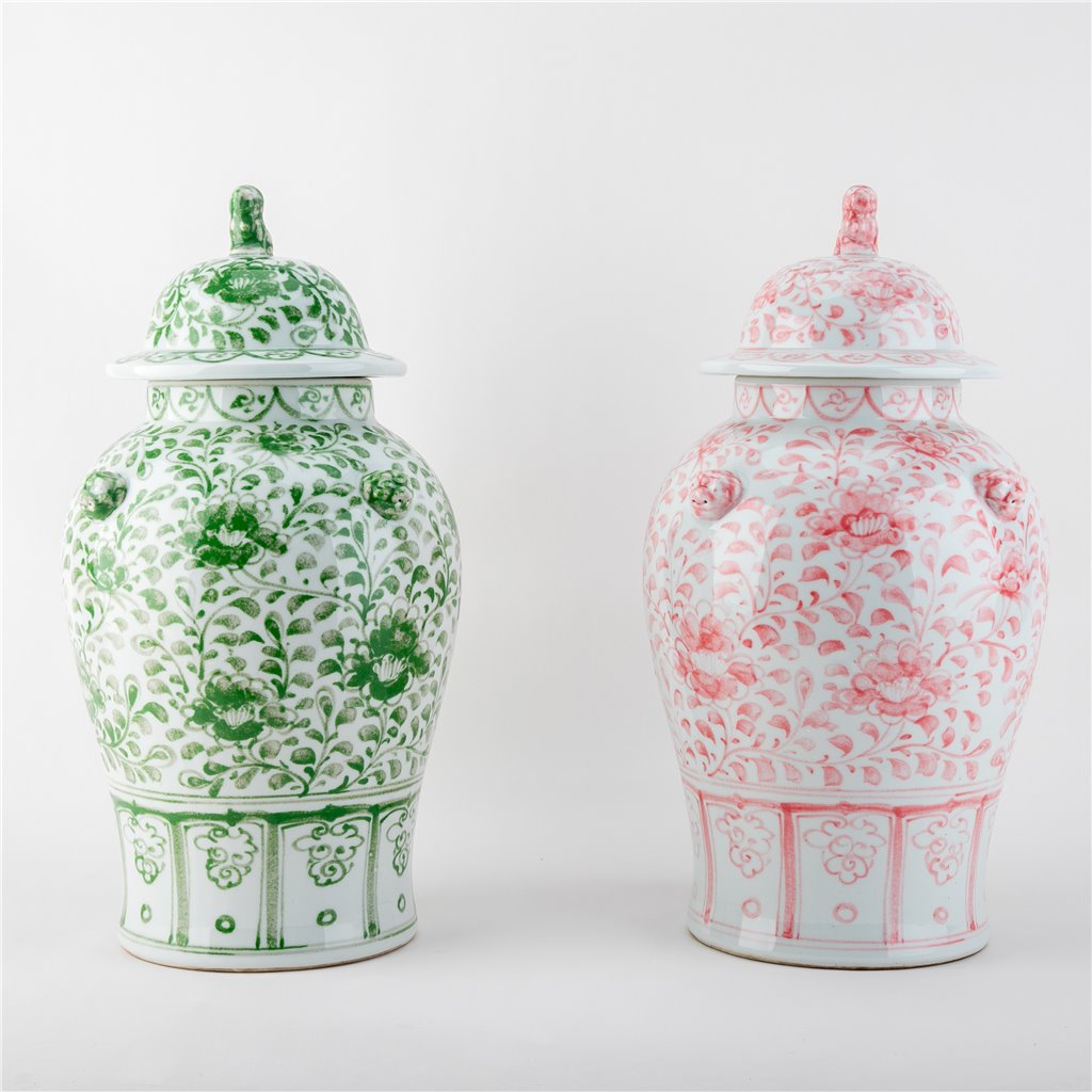 Danny's Fine Porcelain Home Decor Danny's Fine Porcelain Warrior Jar-Green Peony