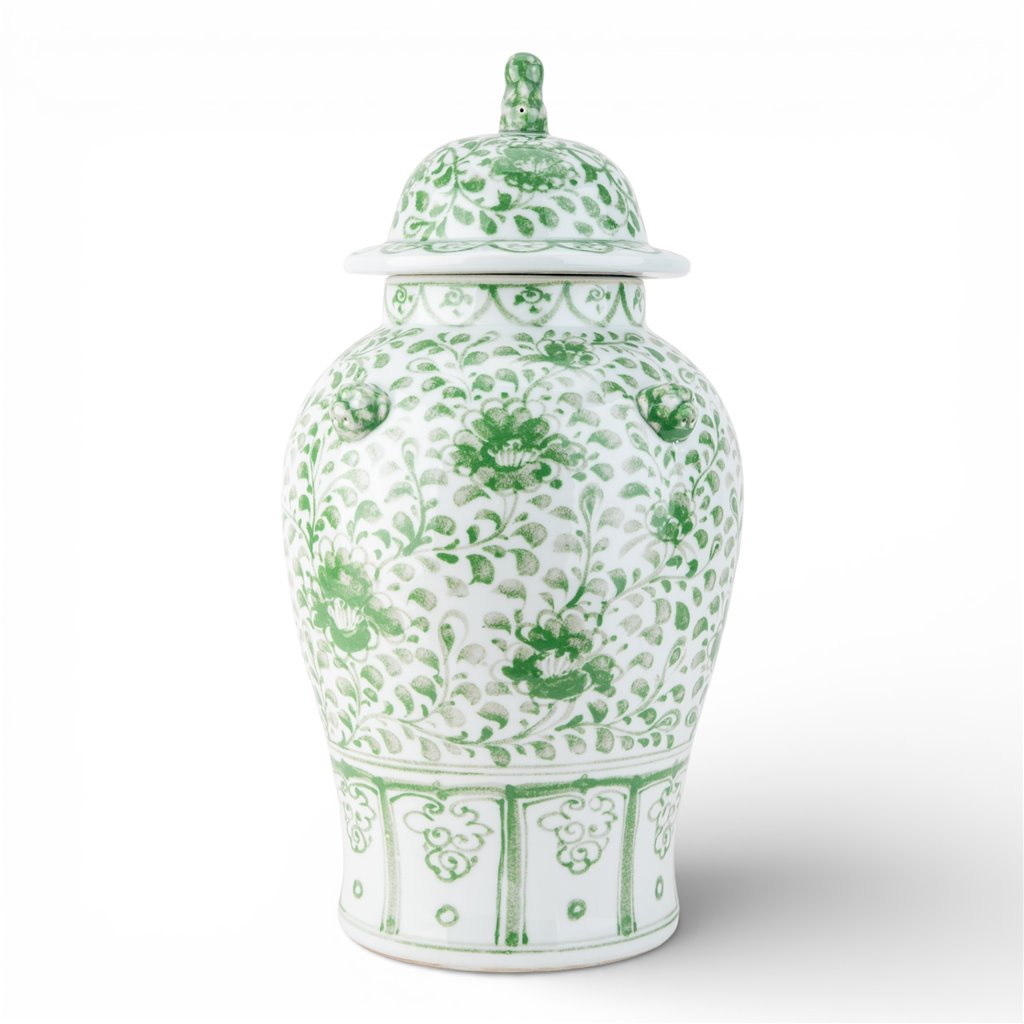 Danny's Fine Porcelain Home Decor Danny's Fine Porcelain Warrior Jar-Green Peony